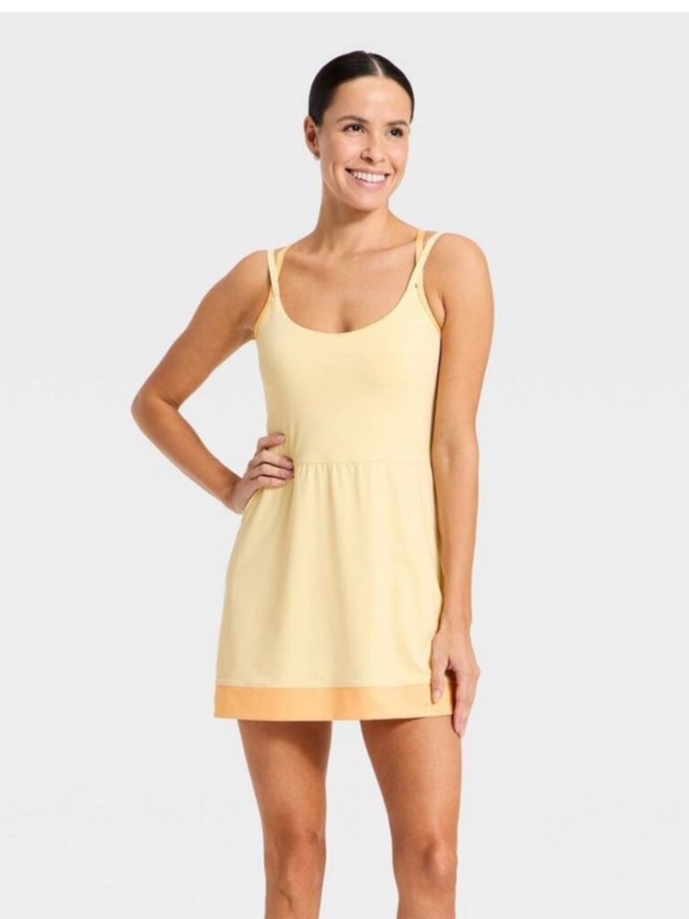 All In Motion - Women's Knit Strappy Active Dress - All In Motion Yellow Large